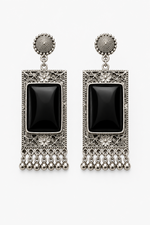 Vintage Scarlet Silver Heritage Oxidised Earrings | Famaza Couture