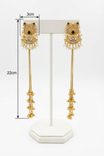 Kashmiri 22cm long earrings with Gold plating and nano golden bells.