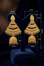 Handmade 22K Gold Plated Tiered Fan Jhumka Statement Earrings