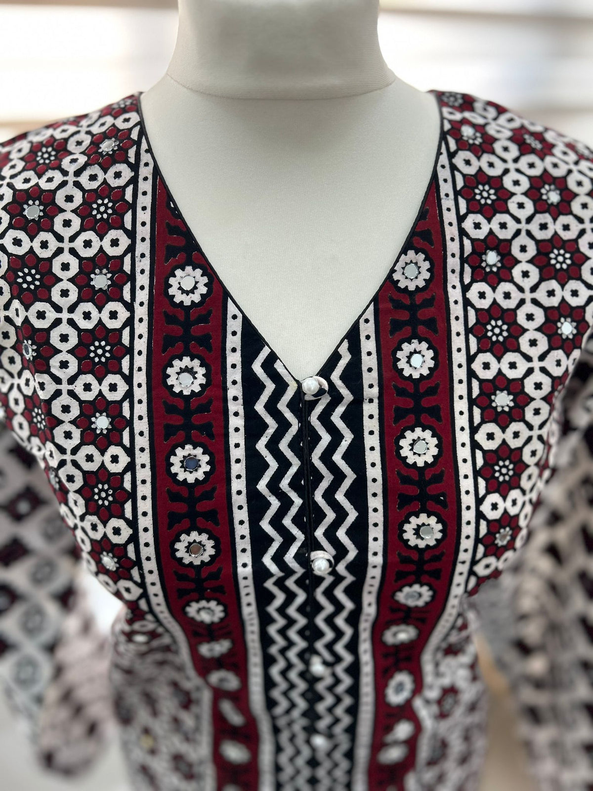 Traditional Ajrak Sindhi Kurta/Dress - Maroon