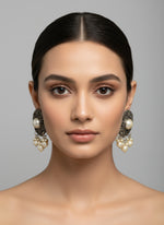 Oxidised silver pearl necklace and earrings set – handcrafted Indian jewellery by Famaza Couture