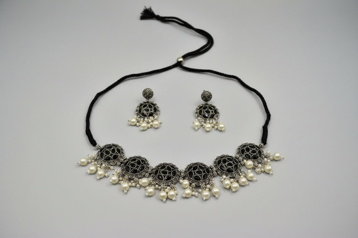 Party wear oxidised choker jewellery set for women