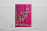 Pink Kashmiri Aari embroidered marina scarf.