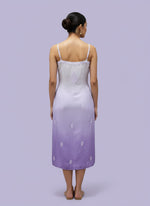 Purple colour Chikankari muslin fabric noodle dress with hand embroidery by famaza couture