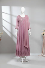 Purple dress chiffon maxi. Party wear dress.