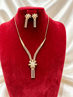 Rose Gold American diamond jewellery set and matching earrings
