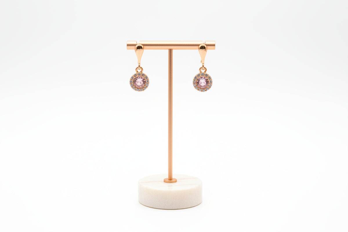 Rose Gold earrings with pink stones