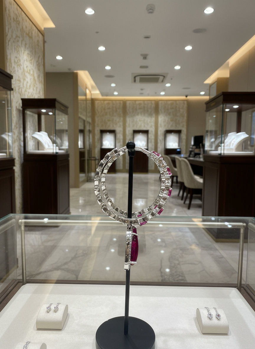 American Diamonds drop Jhumka bali earrings/Silver Finish Earrings