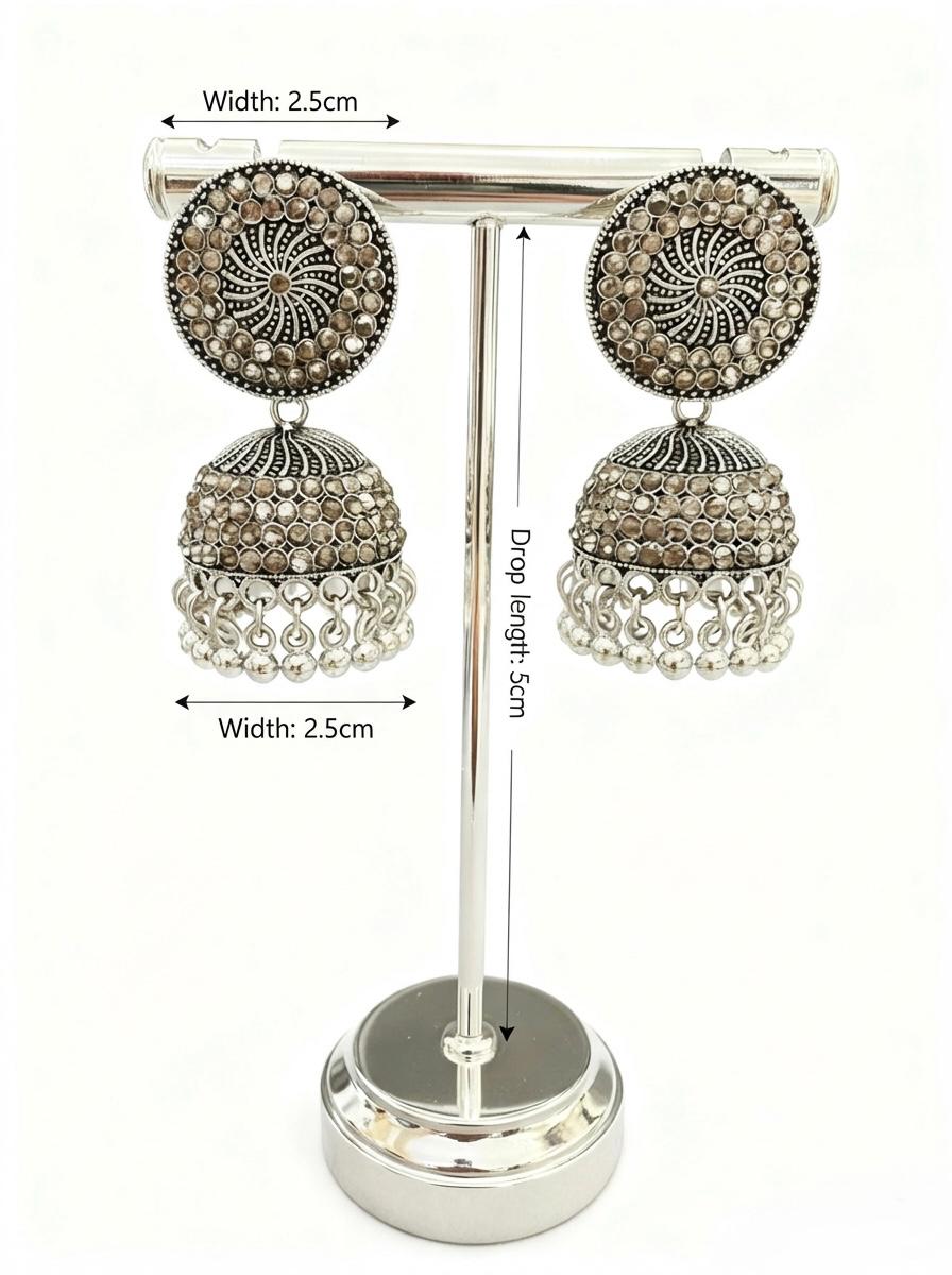 Silver plated oxidised earrings