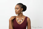 Statement necklace with maroon Mona Lisa stone and matching earrings