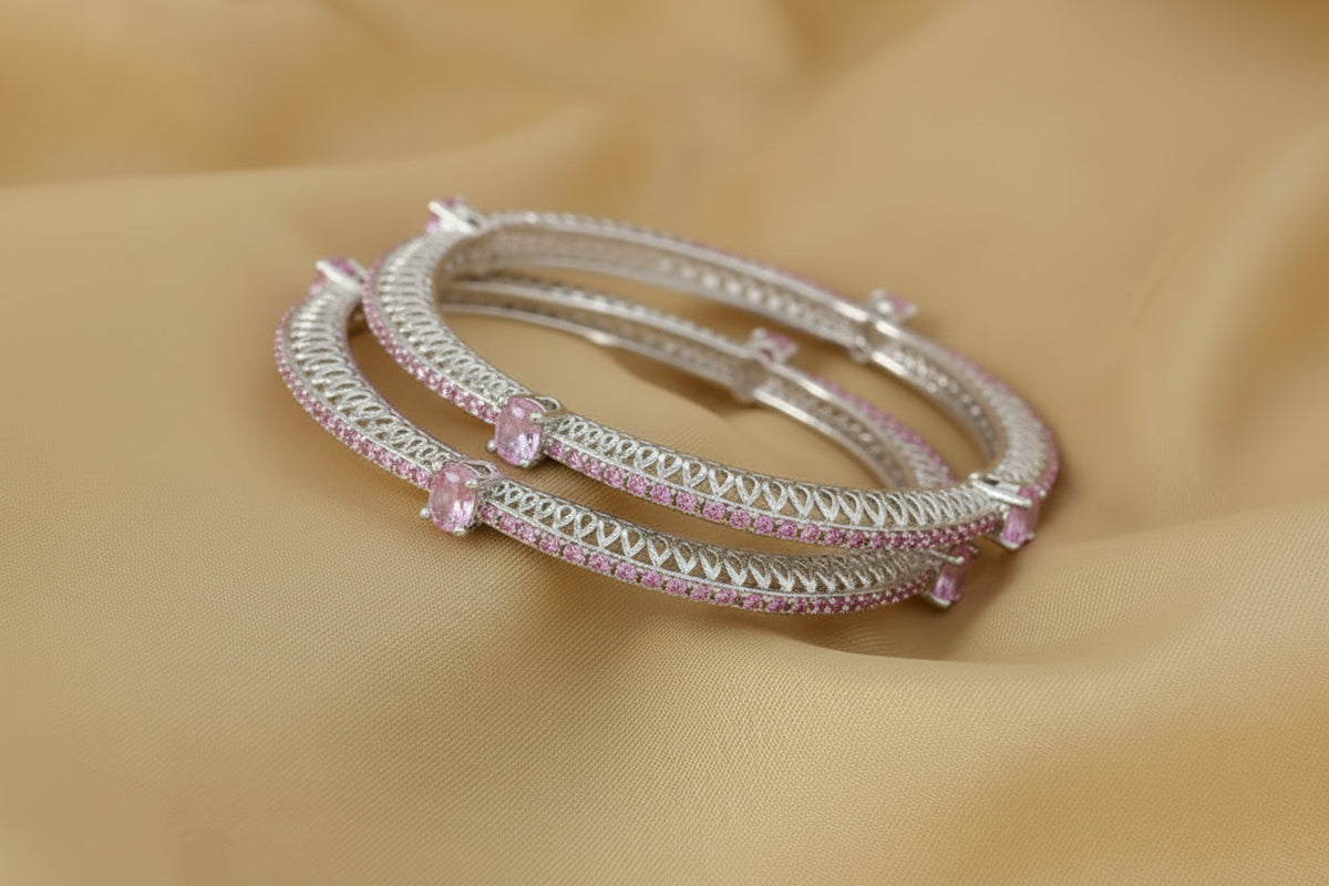 The AD Bangle Square Cut Setting Silver - Cubic Zirconia Wedding Bracelet