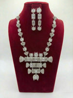 The American diamonds with whitecubic zirconia centre stones hasli necklace and earrings jewellery set.