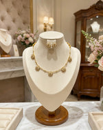 The Golden Pearls Floral Necklace and Stud Earrings Set - Famaza Couture Ealing Road Wembley