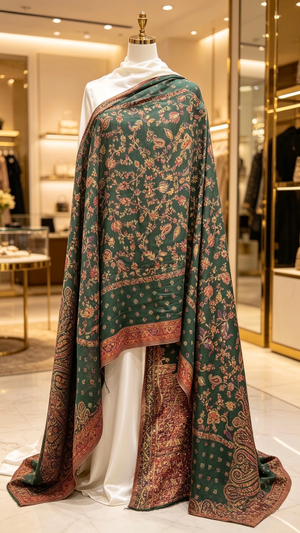 The Original kanni silk bottle green dupatta with it's full details and elegance.
