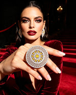 The Solstice Imperial American Diamond Cocktail Ring Front View - Famaza Couture