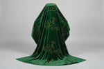 The green velvet stole with Swarovski work and floral patterns.