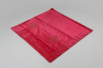 The red colour velvet fabric shawl with gold colour nano beads embellishments and intricate floral patterns.