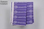 The sharp purple base colour Kota Doriya Chikankari duppata with white thread Croatia work in joining panels and white thread hand embriodery on all the panels with all four sides white thread Croatia work duppata by Famaza Couture.