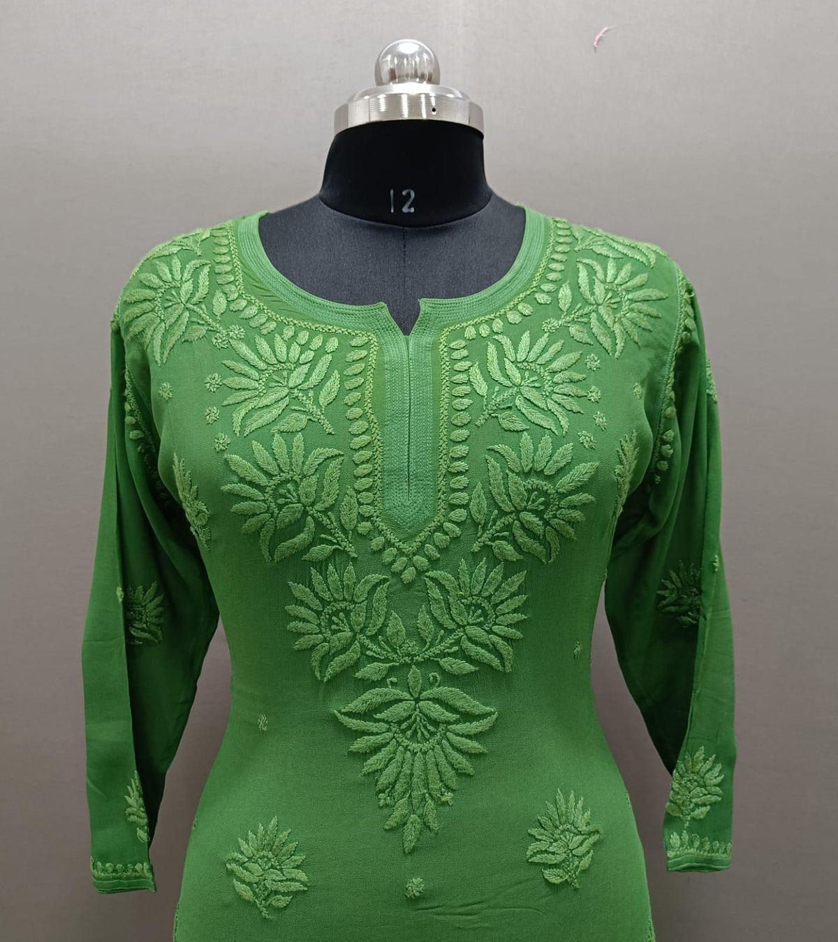 Chikankari Short Kurti/Shirt/Top - Viscose - Ghass Patti work