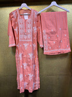 Chikankari Stripe Pattern Palazzo set Kurti/Shirt/Top with Trousers