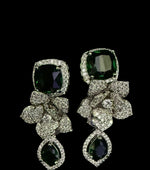 American Diamond Necklace/Earrings Set with 3D Floral elements