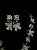 American Diamond Necklace/Earrings Set with 3D Butterfly elements