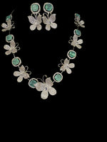 American Diamond Necklace/Earrings Set with 3D Butterfly elements