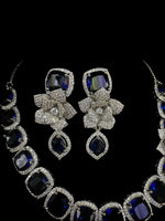 American Diamond Necklace/Earrings Set with 3D Floral elements