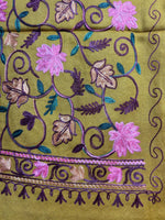 Maple Leaf Kashmiri Embroidered Pashmina Scarf | Handcrafted Shawl – Famaza Couture