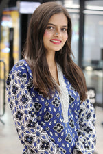 Traditional Ajrak Sindhi Kurta/Dress - Blue/White