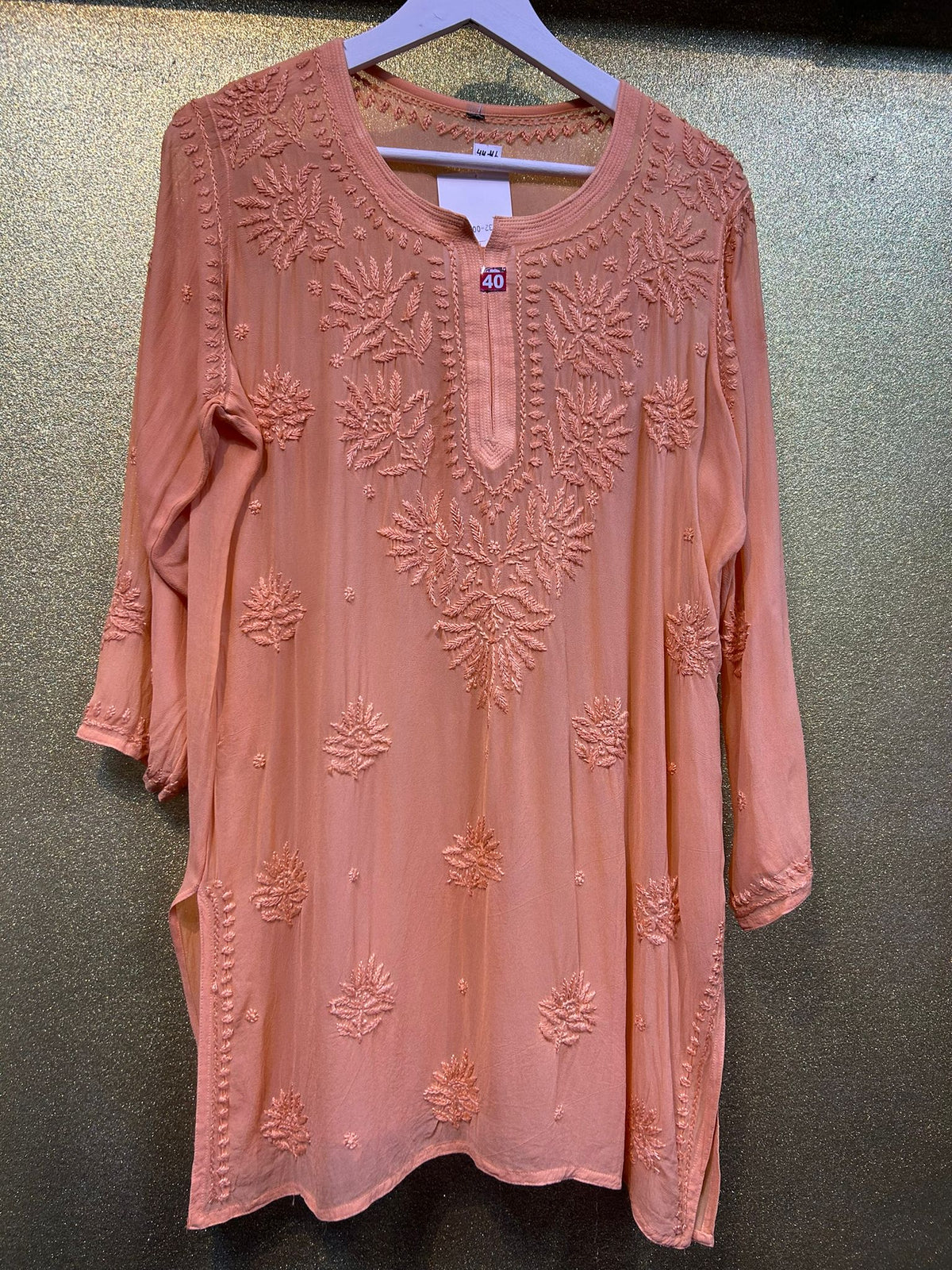 Chikankari Short Kurti/Shirt/Top - Viscose - Ghass Patti work