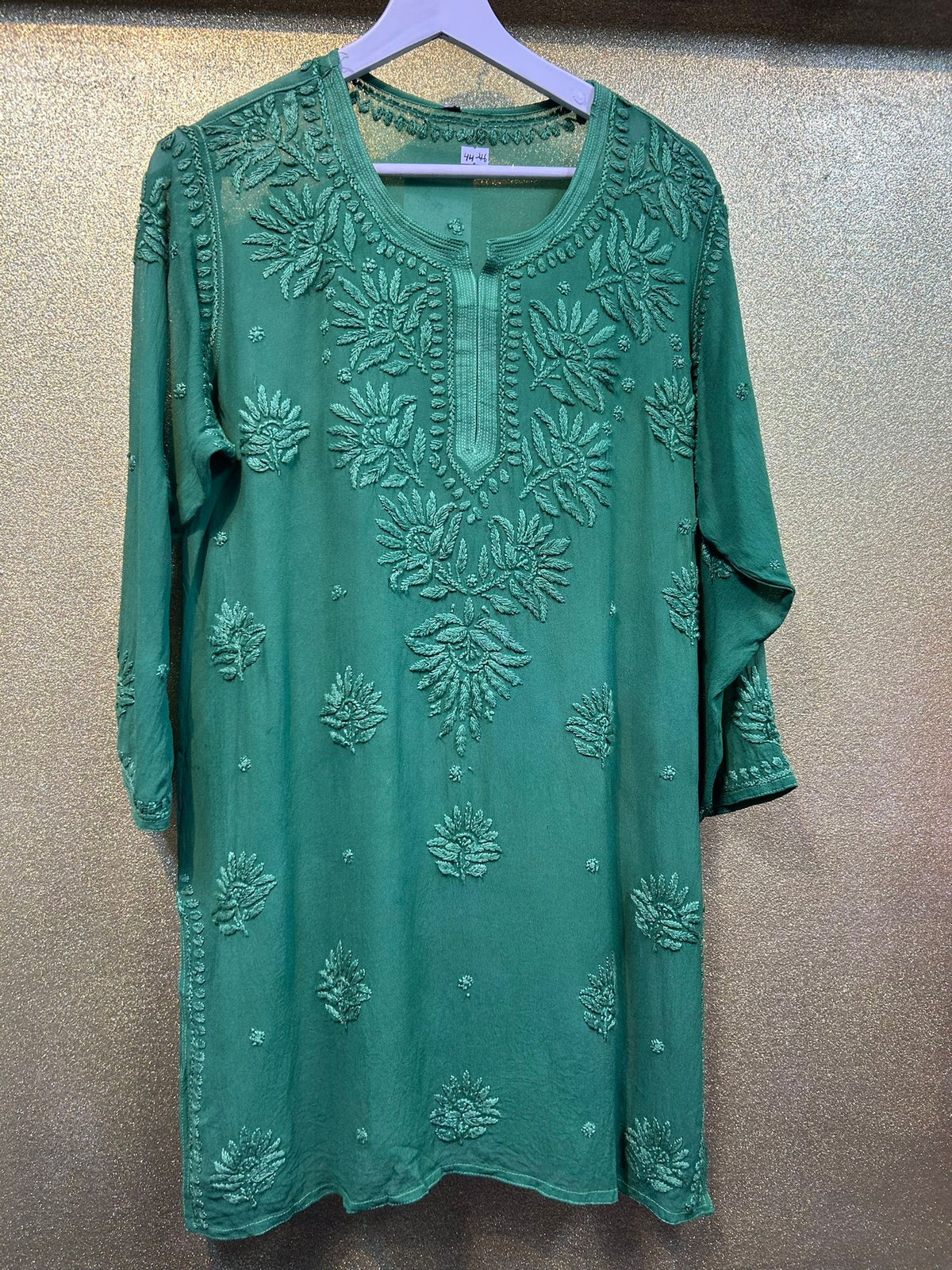 Chikankari Short Kurti/Shirt/Top - Viscose - Ghass Patti work