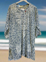 Chikankari Printed Leaves Short Kurti/Shirt/Top - Georgette - Ghass Patti work