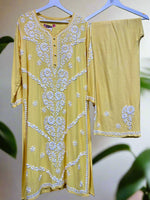 Chikankari - Palazzo set - Center Floral Kurti/Shirt/Top with Trousers