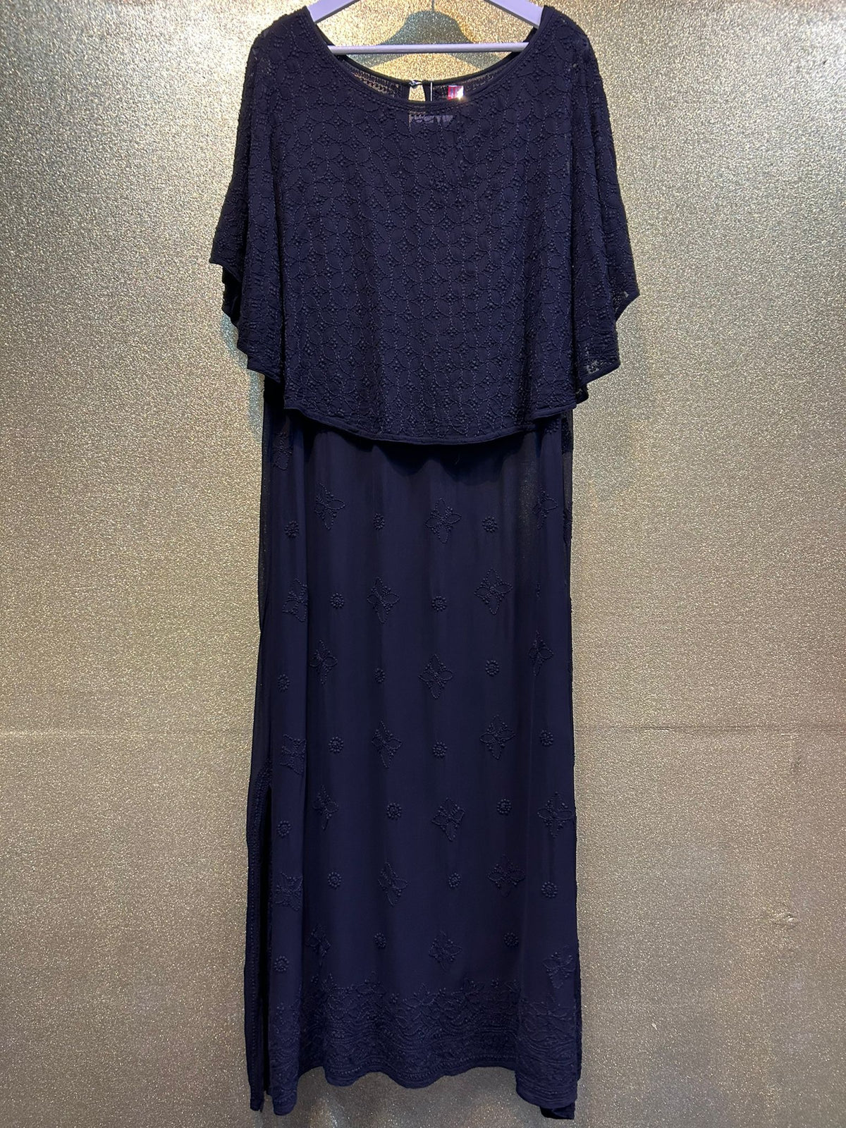 Chikankari capelet Dress in Viscose