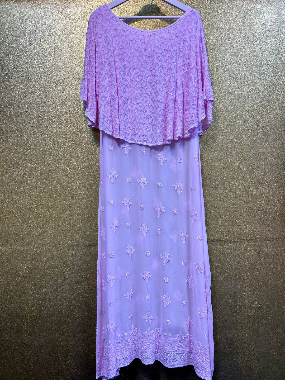 Chikankari capelet Dress in Viscose