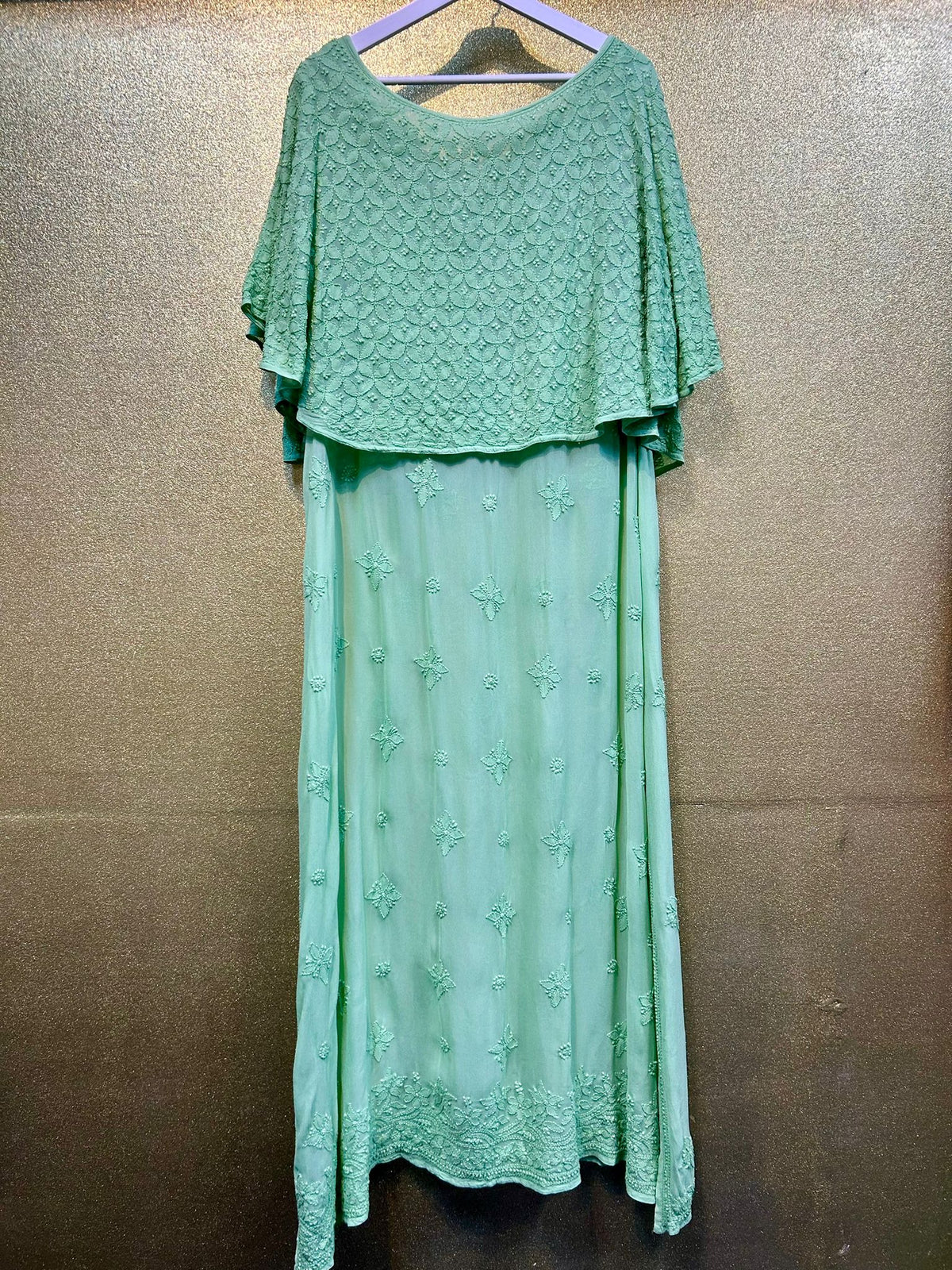 Chikankari capelet Dress in Viscose