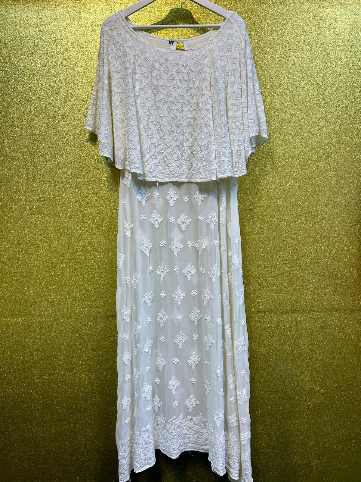 Chikankari capelet Dress in Viscose