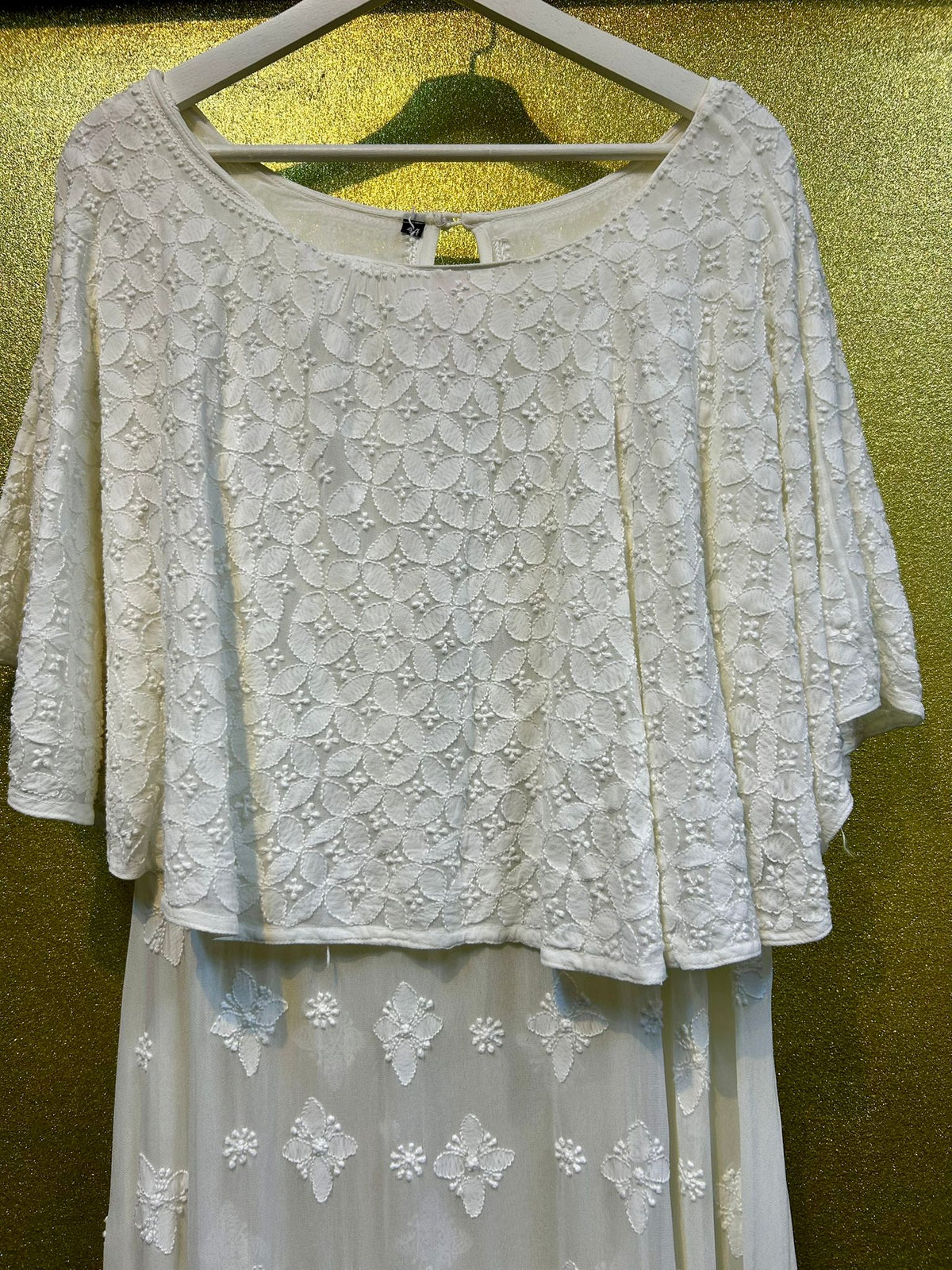 Chikankari capelet Dress in Viscose