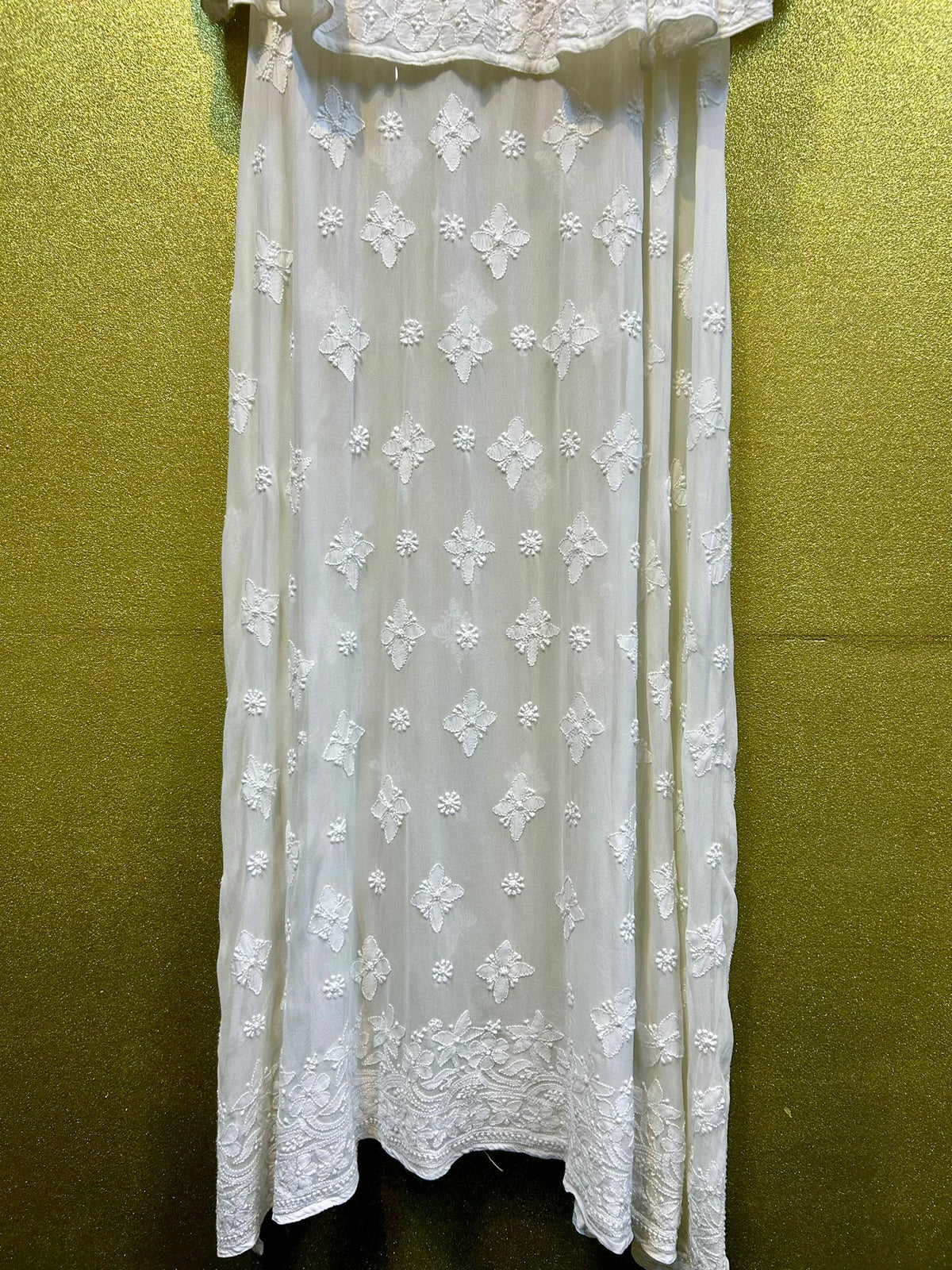 Chikankari capelet Dress in Viscose