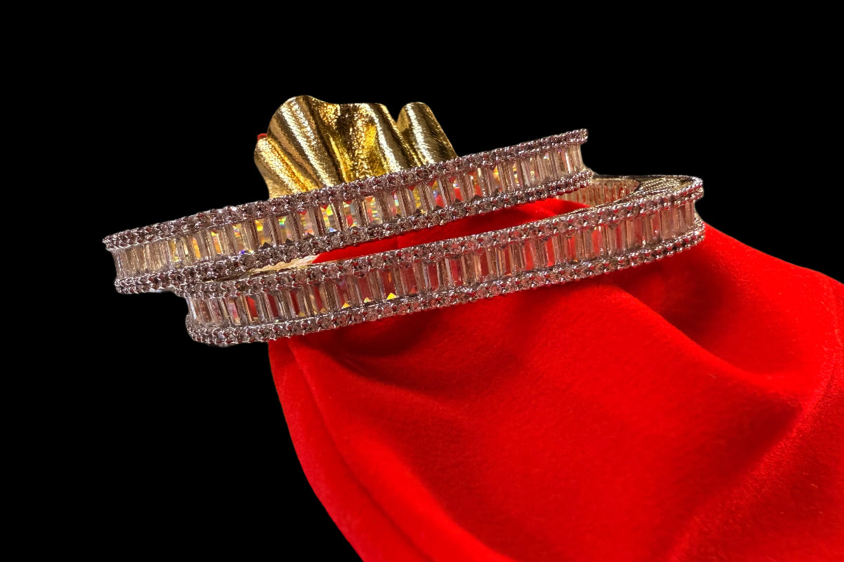 White AD Bangle Square Cut Cluster