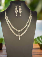 Regal Majesty Double Layer AD Necklace and Earrings Set