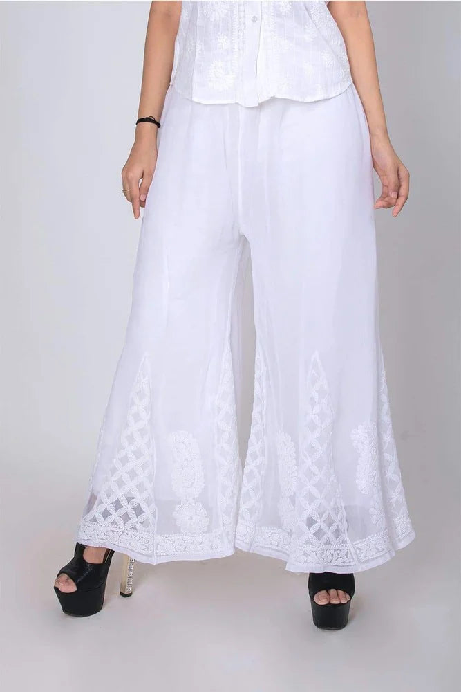 Viscose Chikankari flared/trousers/pants
