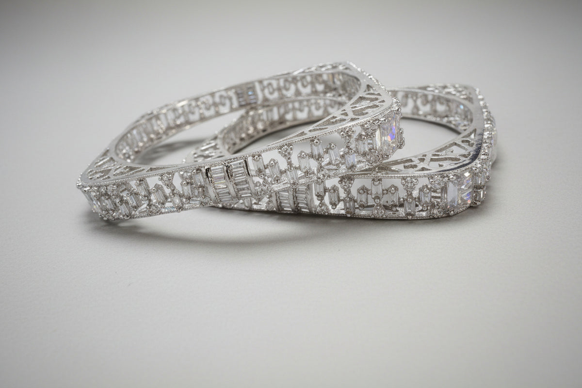 Ad Square Cut silver Bangles