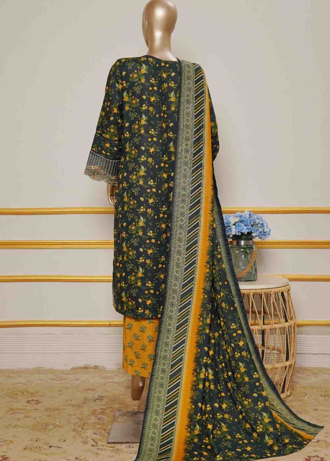 All Over Printed Pakistani Khaddar 3Pc Dress for Winter Eid Collection