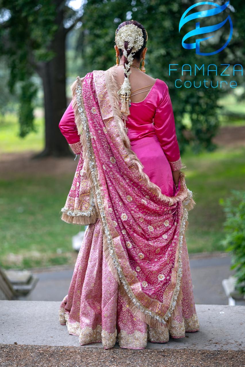 Jahan-Aara hot pink Asian bridal Nikah dress.