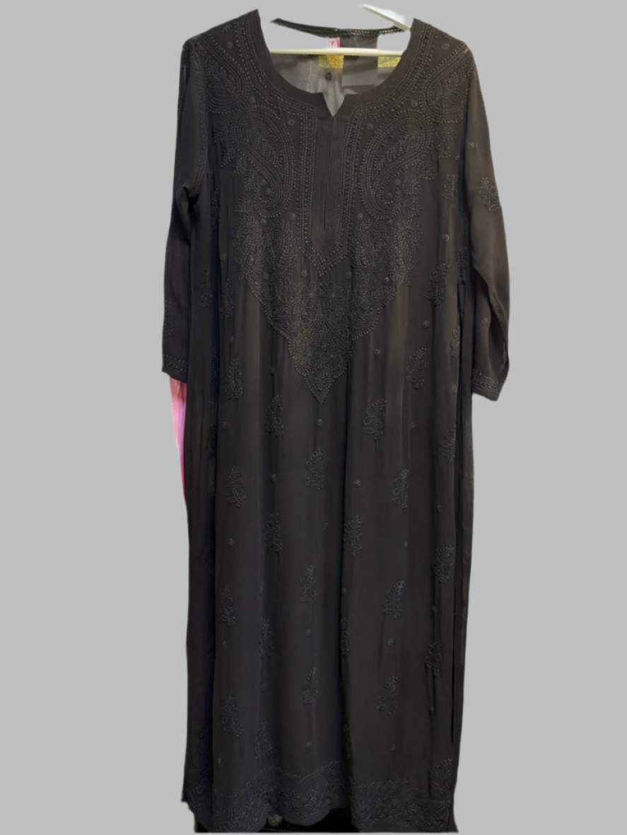 black chikankari viscose long kurti
