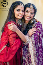 close up of Famaza couture party wear and bride's made dresses