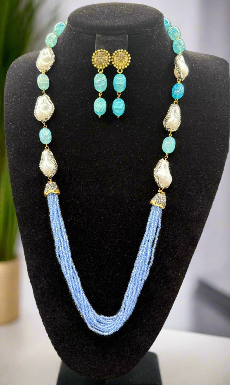 Bollywood Style Monalisa Stone & Crystal Beaded Mala Set | Regal Jewellery – Famaza Couture