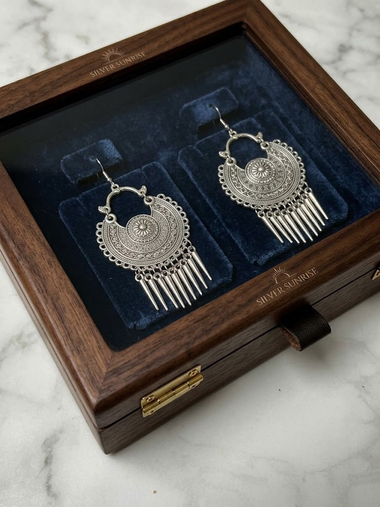 The Roopal Antique German Silver Chandbali Earrings